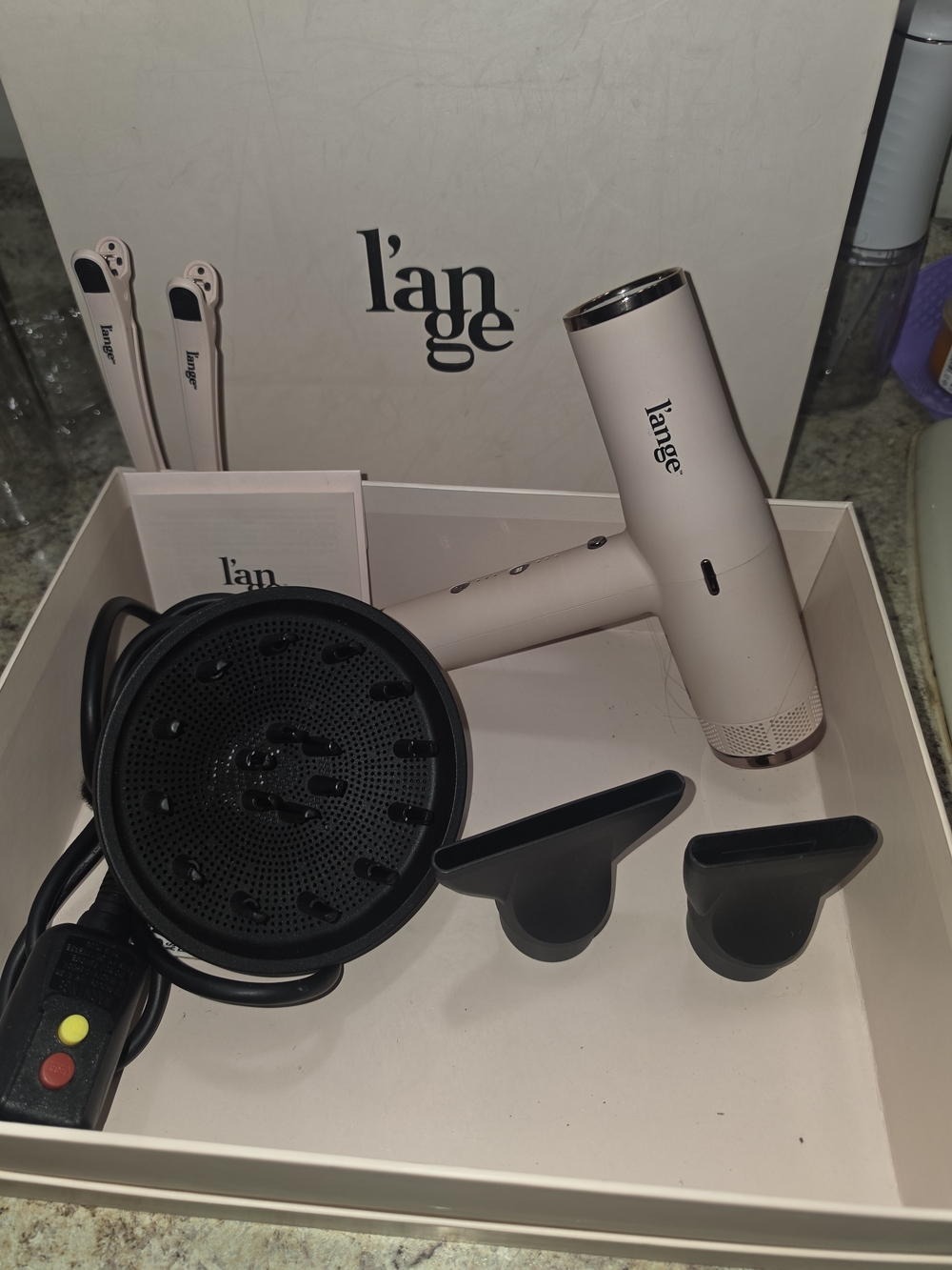 Lange Rose Gold Compact Hair Dryer with Nozzle & Diffuser